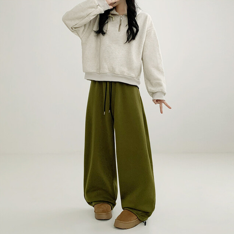 サイドスリットピンタックストリングワイドパンツ(5color) OLIVE