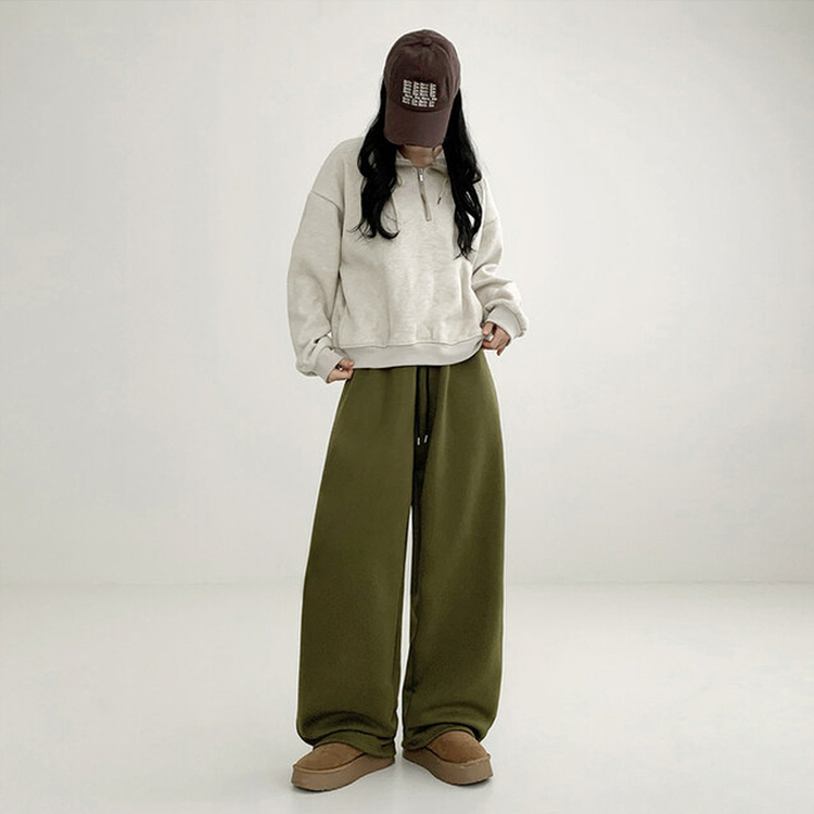 サイドスリットピンタックストリングワイドパンツ(5color) OLIVE