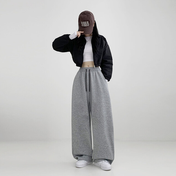サイドスリットピンタックストリングワイドパンツ(5color) GREY