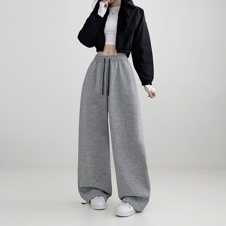 サイドスリットピンタックストリングワイドパンツ(5color) GREY