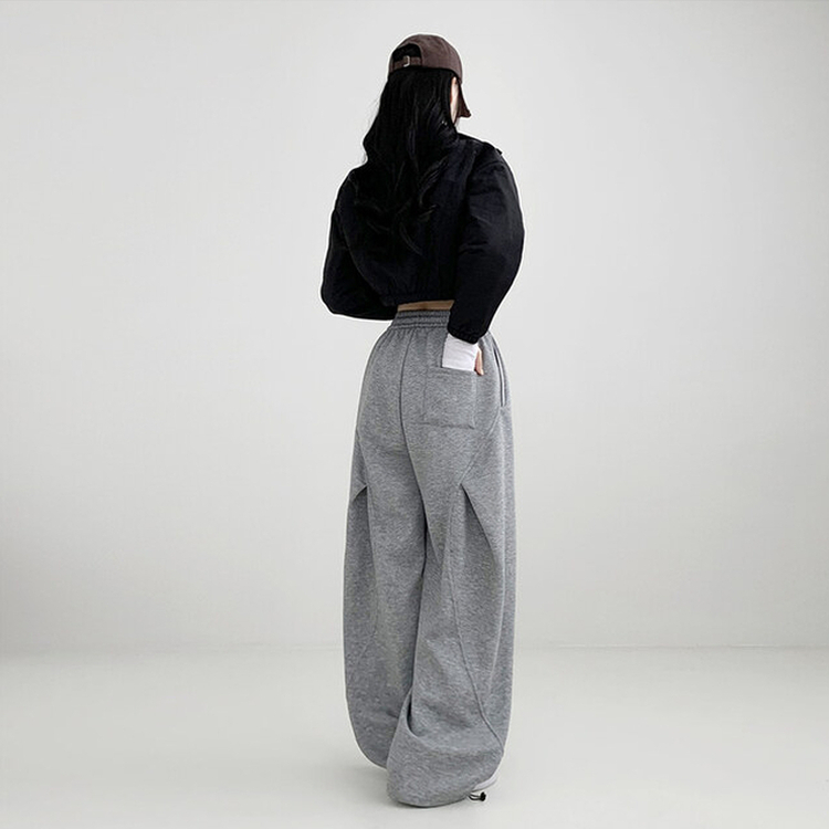 サイドスリットピンタックストリングワイドパンツ(5color) GREY