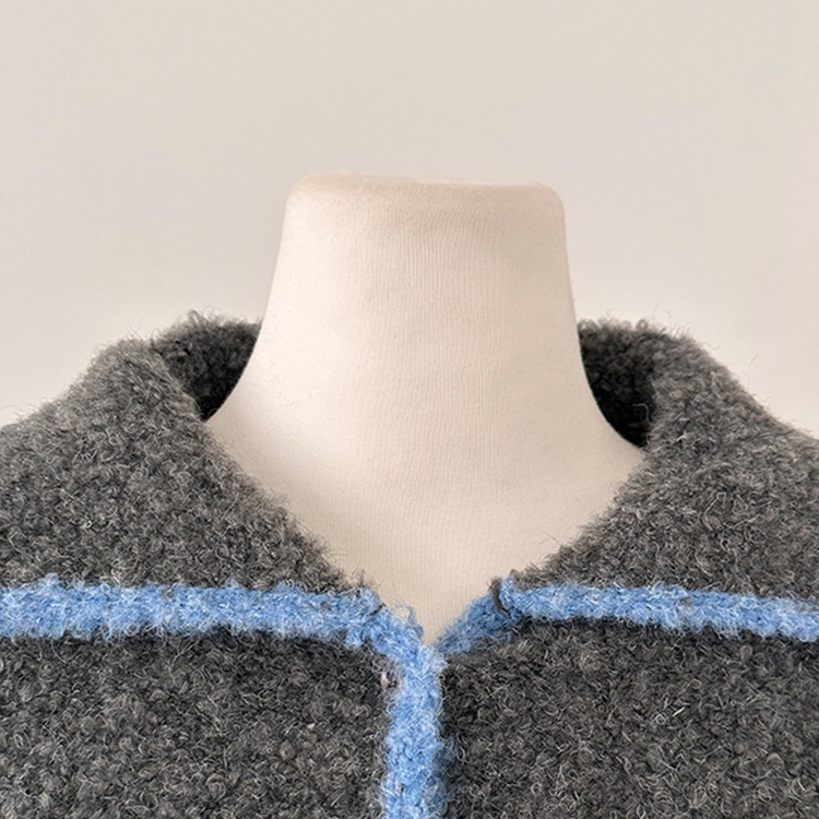 토리 부클 보카시 배색 카라 니트 가디건