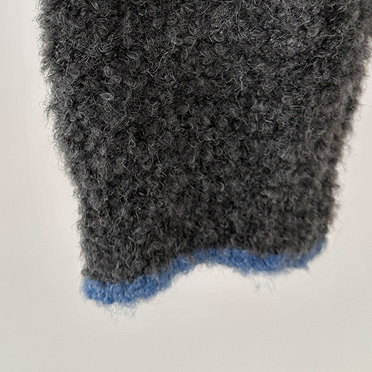 토리 부클 보카시 배색 카라 니트 가디건