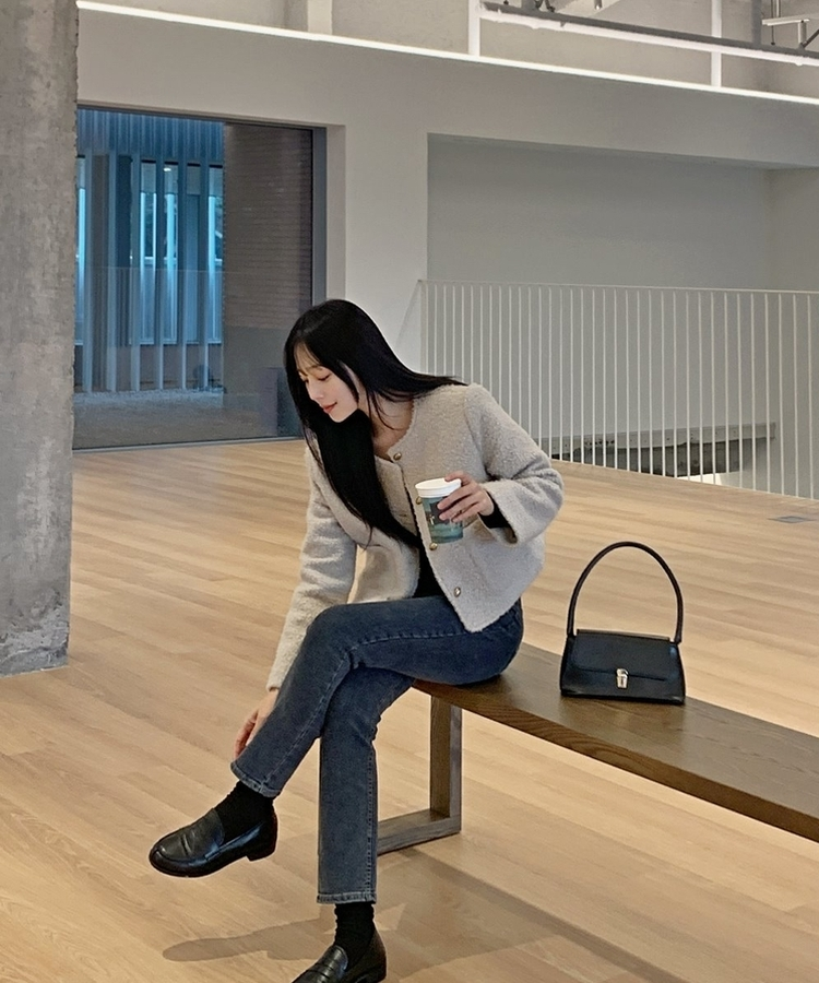 【起毛】スパンスリムストレートデニムパンツ