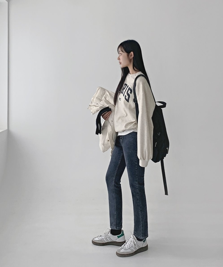 【起毛】スパンスリムストレートデニムパンツ