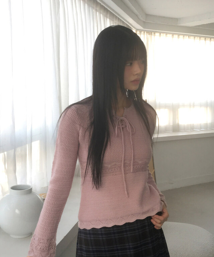 ビンテージパンチングアイレットスリムニット