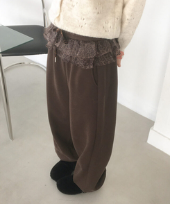 ヒョウ柄シフォンレイヤードティアードジョガーパンツ BROWN