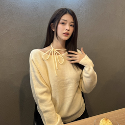 ショルダーリボンニット IVORY