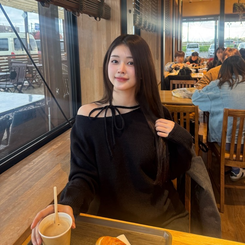 ショルダーリボンニット BLACK