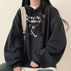 【起毛】ハッピープリンティングルーズフード NAVY