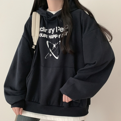 【起毛】ハッピープリンティングルーズフード NAVY