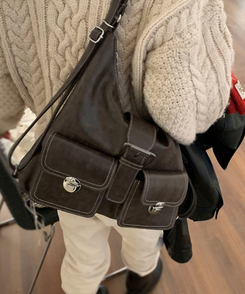 バッグ バックルレザーショルダーバッグ BLACK