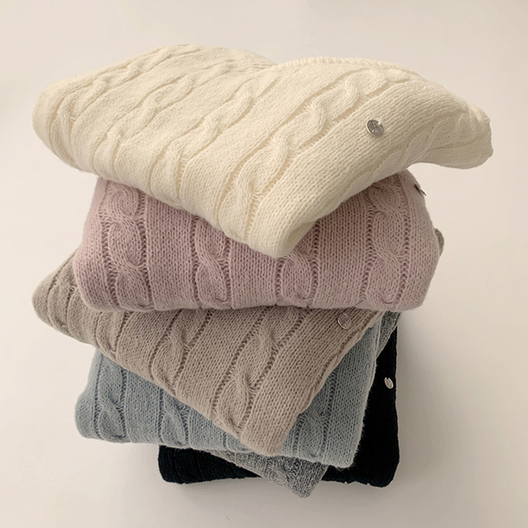 자신있는 추천템 러블리모먼트 브이넥 겨울 긴팔 꽈배기 펜던트 오버핏 니트 루즈핏 상의 6color