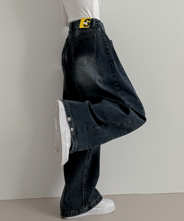 スチームウォッシングデニムワイドパンツ GRAY