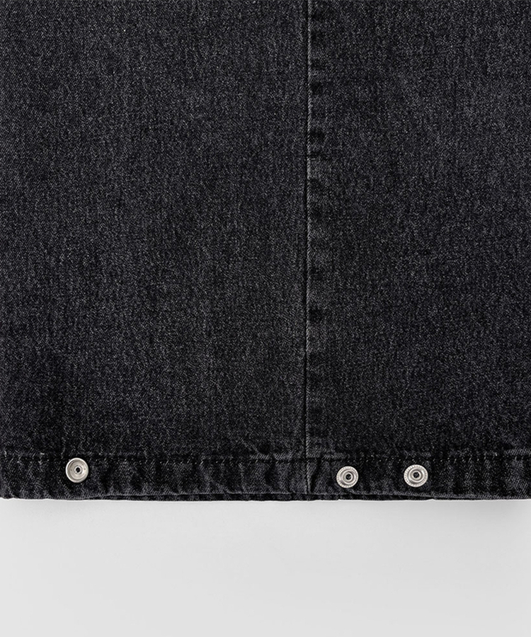 빅 투핀턱 허리 조절 워싱 맥시 와이드핏 밑단스냅 데님팬츠