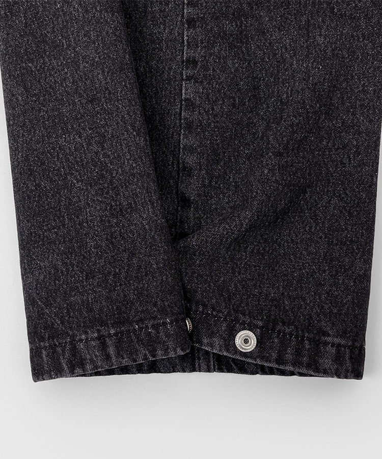 빅 투핀턱 허리 조절 워싱 맥시 와이드핏 밑단스냅 데님팬츠