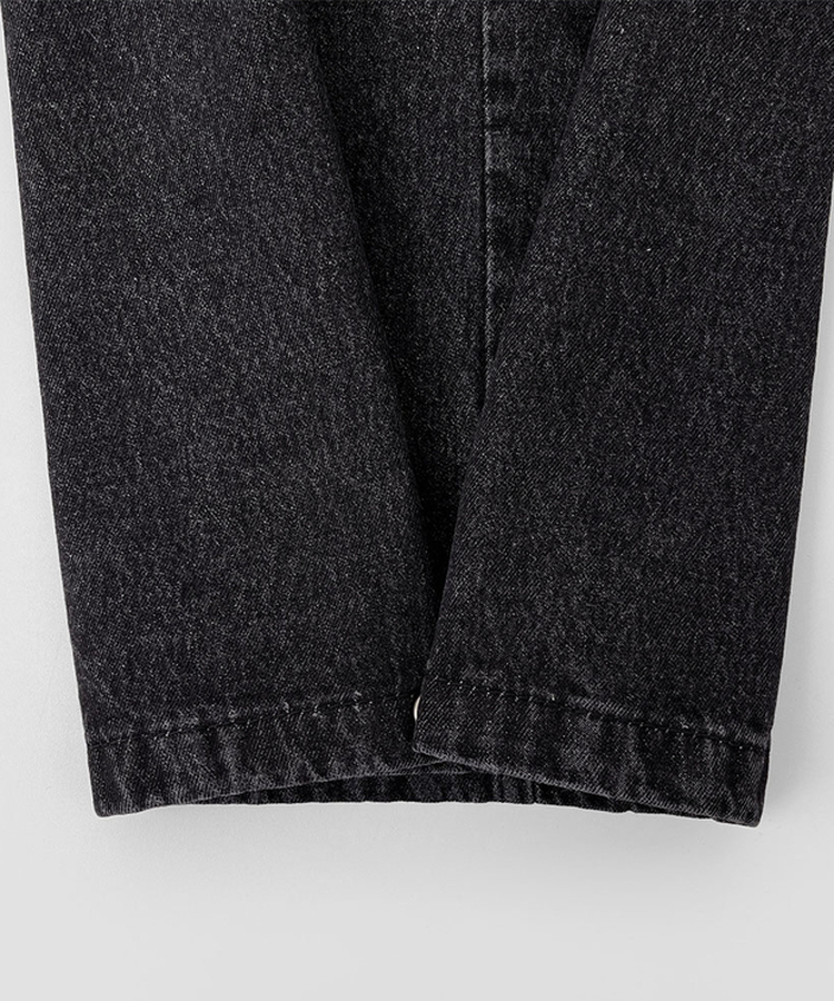 빅 투핀턱 허리 조절 워싱 맥시 와이드핏 밑단스냅 데님팬츠