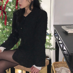 ファーワンピースジャケット BLACK