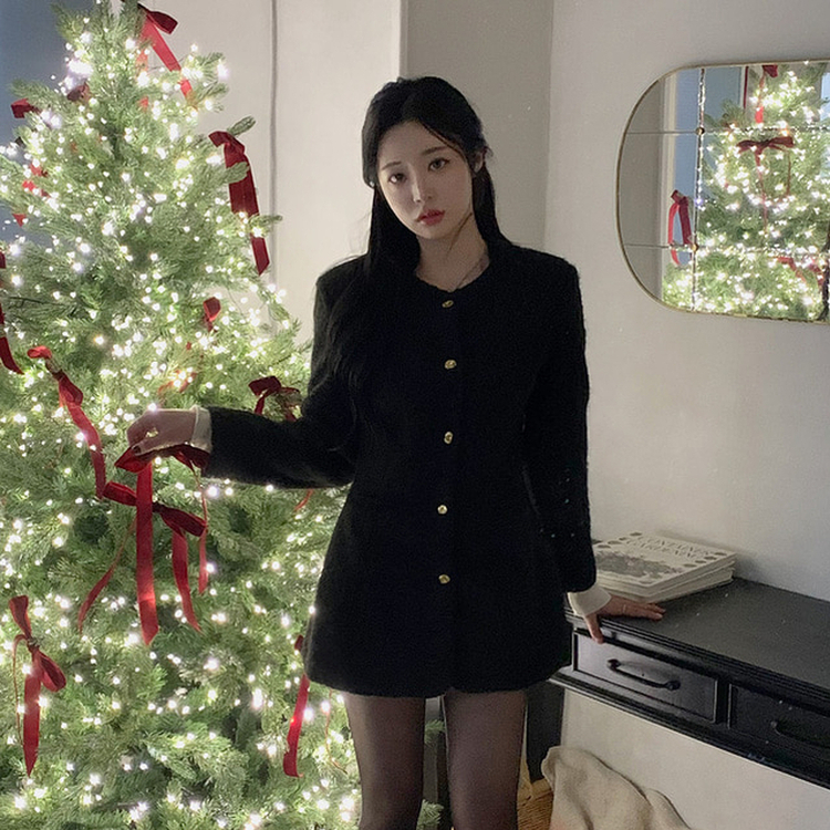 ファーワンピースジャケット BLACK