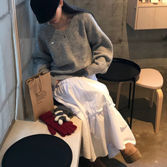 ミディ/ロングスカート エッセンシャルフリルティアードスカート WHITE