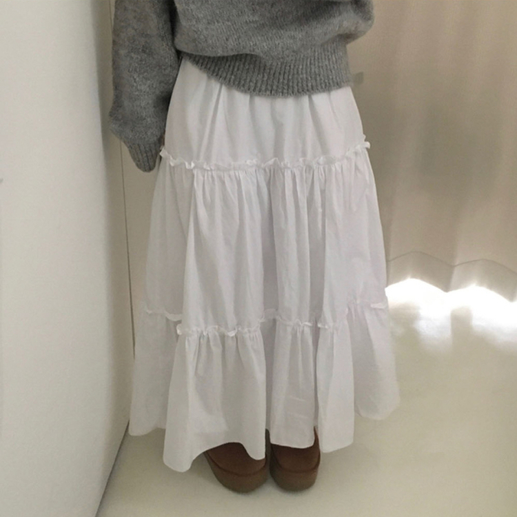 エッセンシャルフリルティアードスカート WHITE