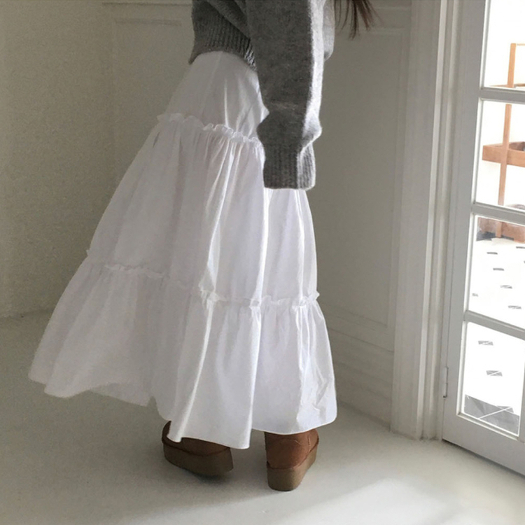 エッセンシャルフリルティアードスカート WHITE