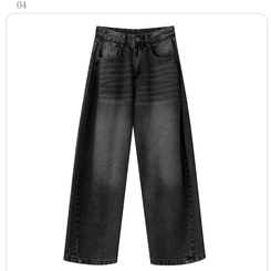 サイドピンタックハイウエストローワイドデニムパンツ