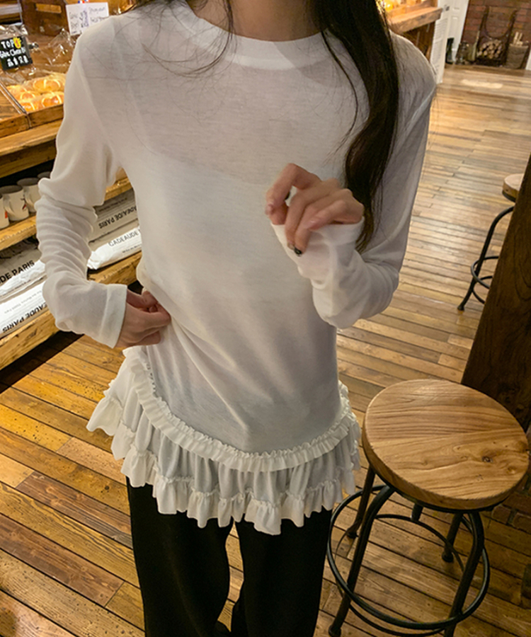 ティアードトップ長袖Ｔシャツ IVORY