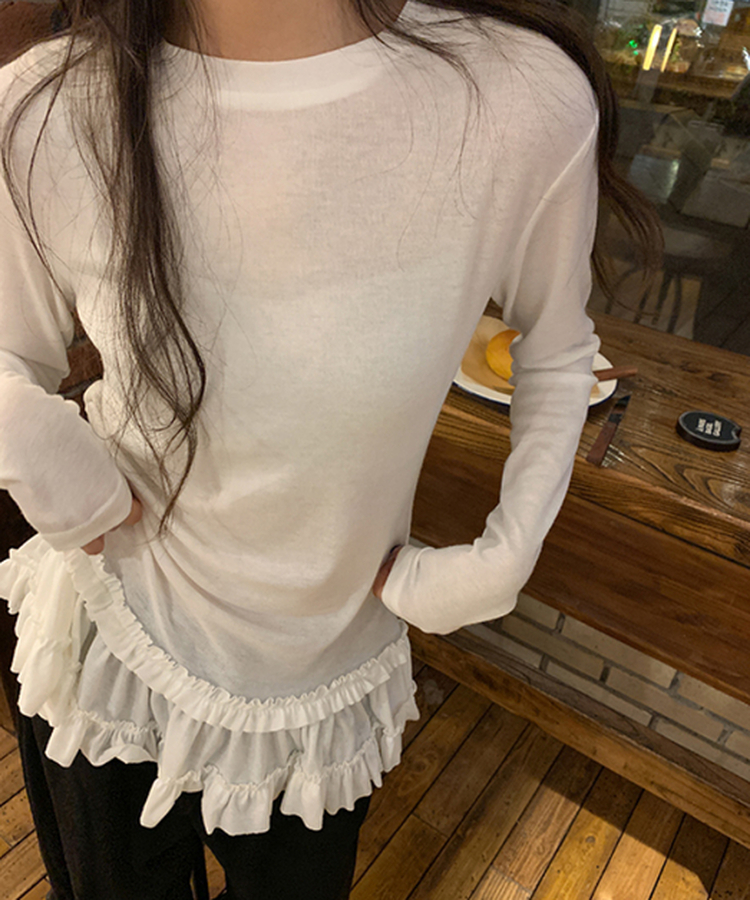 ティアードトップ長袖Ｔシャツ IVORY