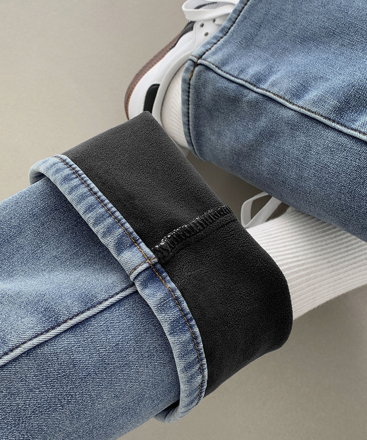 【丈別】【起毛】ブーツカットフィットバンディングデニムパンツ