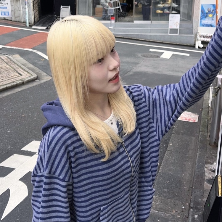 런던 투웨이 기모 스트라이프 후드집업 네이비