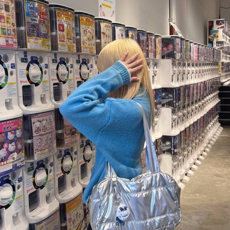 YONA様 スクエアショルダーバッグ ヌビキルト(シルバーグレー、フォグ