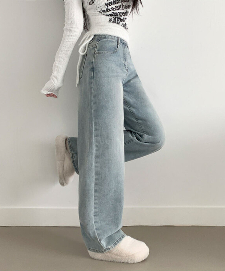 【丈別】【起毛】ピーチストレートハイウエストパンツ(6color)