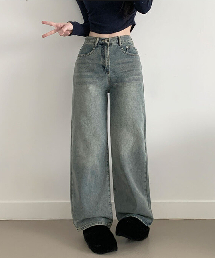【丈別】【起毛】ピーチストレートハイウエストパンツ(6color)