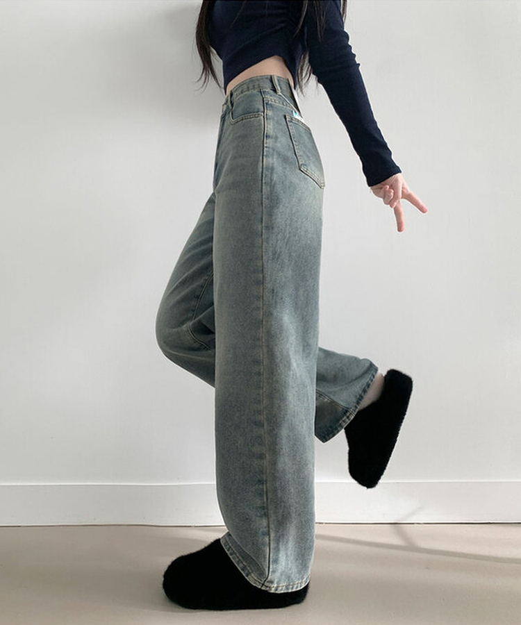 【丈別】【起毛】ピーチストレートハイウエストパンツ(6color)
