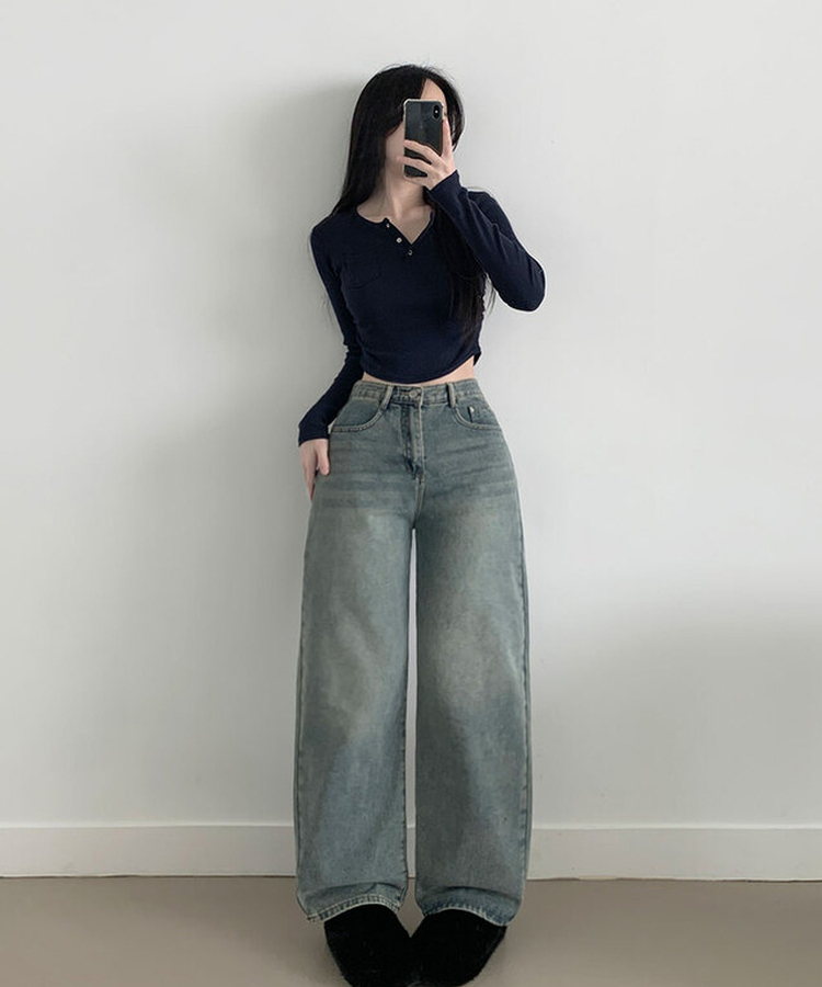【丈別】【起毛】ピーチストレートハイウエストパンツ(6color)