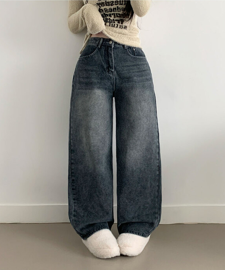 【丈別】【起毛】ピーチストレートハイウエストパンツ(6color)