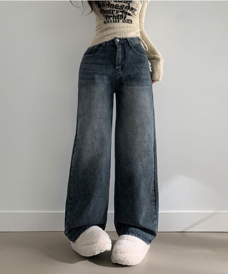 【丈別】【起毛】ピーチストレートハイウエストパンツ(6color)