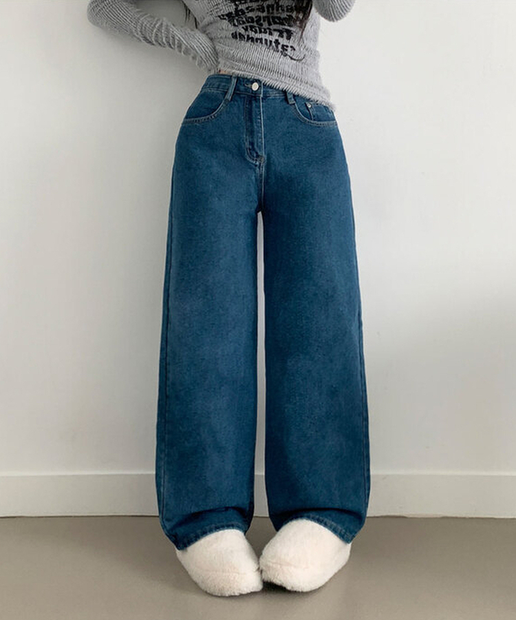 【丈別】【起毛】ピーチストレートハイウエストパンツ(6color)