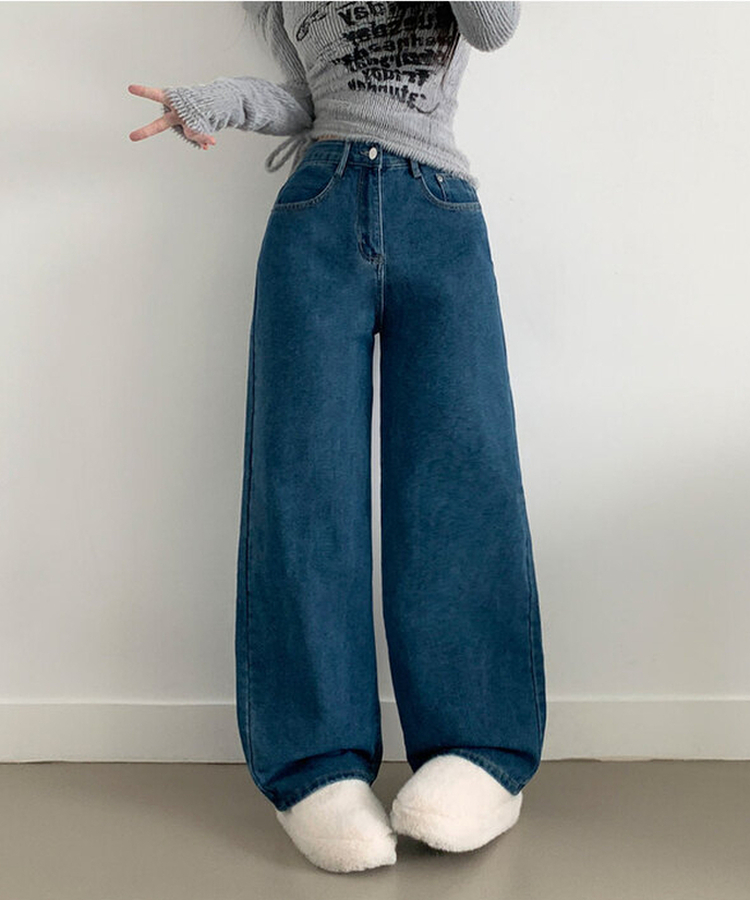 【丈別】【起毛】ピーチストレートハイウエストパンツ(6color)