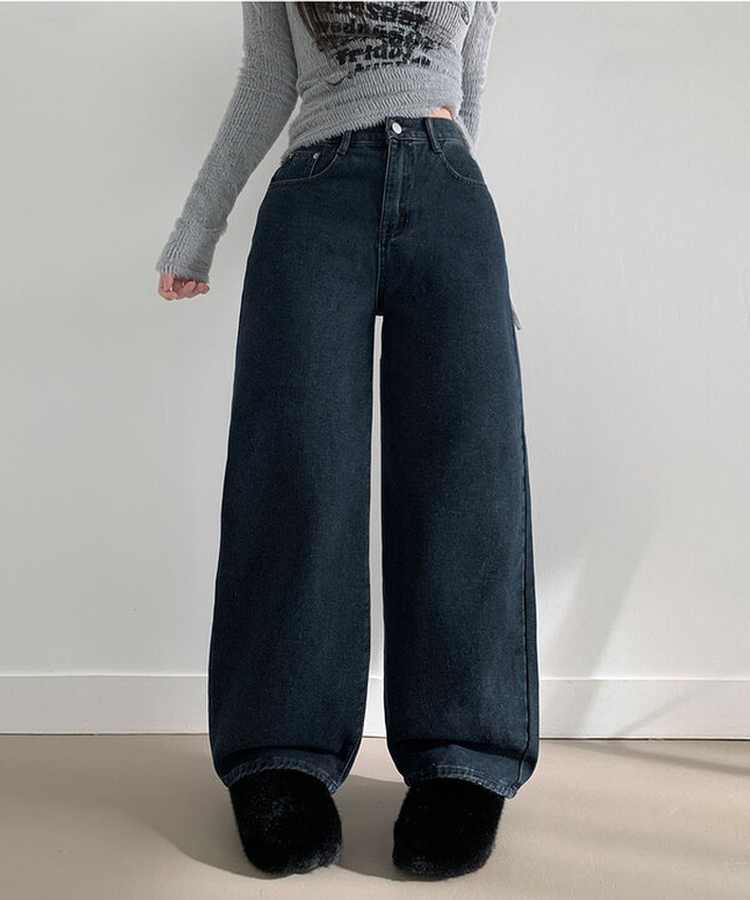 【丈別】【起毛】ピーチストレートハイウエストパンツ(6color)