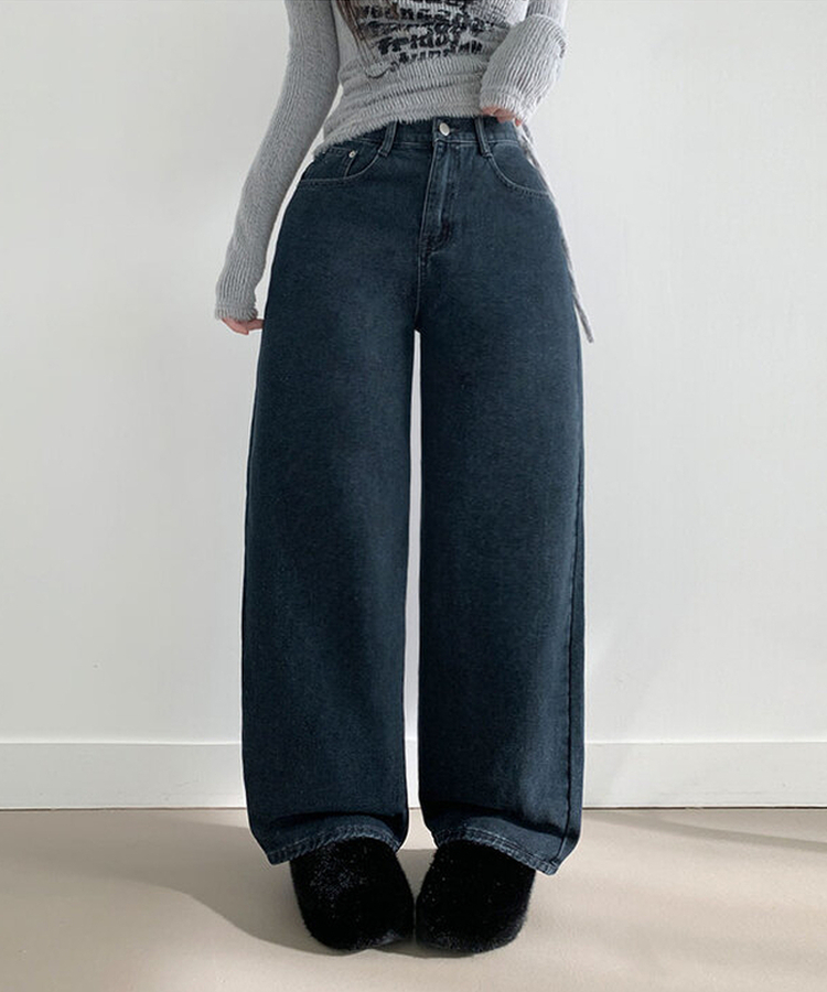 【丈別】【起毛】ピーチストレートハイウエストパンツ(6color)