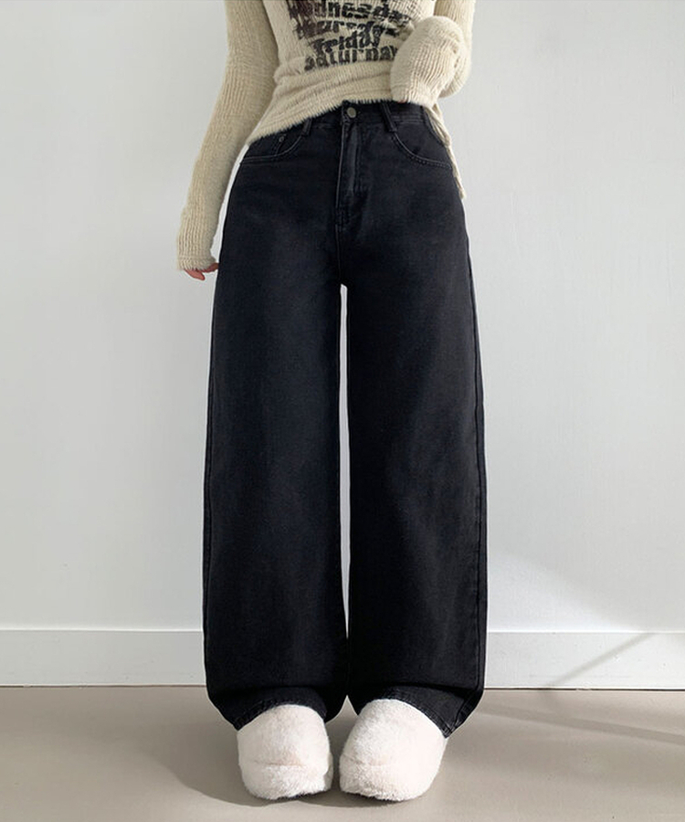 【丈別】【起毛】ピーチストレートハイウエストパンツ(6color)