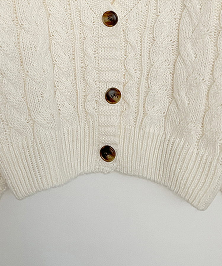 피넛꽈배기브이넥크롭도톰니트가디건