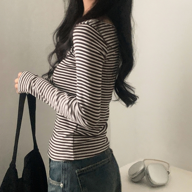 ウェイズストライプ長袖Tシャツ｜長袖Tシャツ｜韓国ファッション