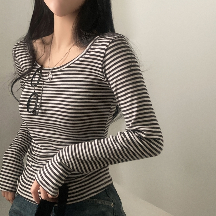 BANANATIME ストライプ長袖シャツ S ユニセックス 長袖ストライプシャツ FB4508U－1