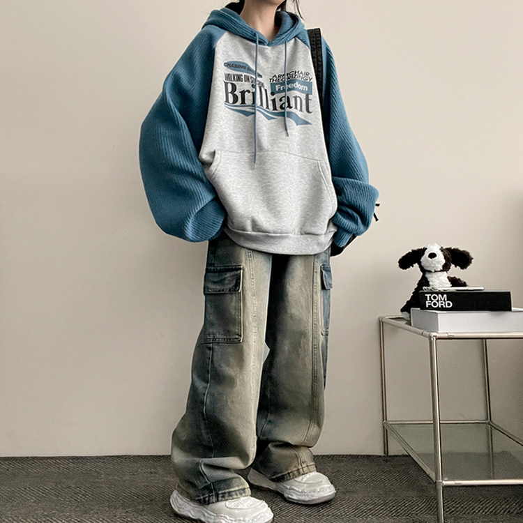 バンディングスリットカーゴデニムワイドパンツ DARK DENIM