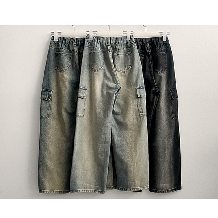 バンディングスリットカーゴデニムワイドパンツ