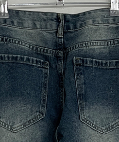 턴브사이드핀턱스냅와이드워싱데님롱팬츠