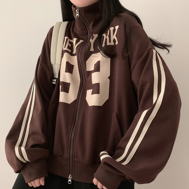 93ルーズフィットジップアップ(6color) BROWN